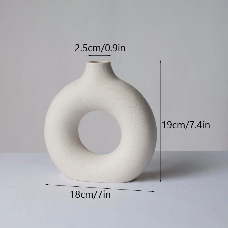 Vilead Circular Hollow Ceramic Vase Donuts Nordic Pampas Grass Home Decoration Accessories Office Living Room Interior Decor