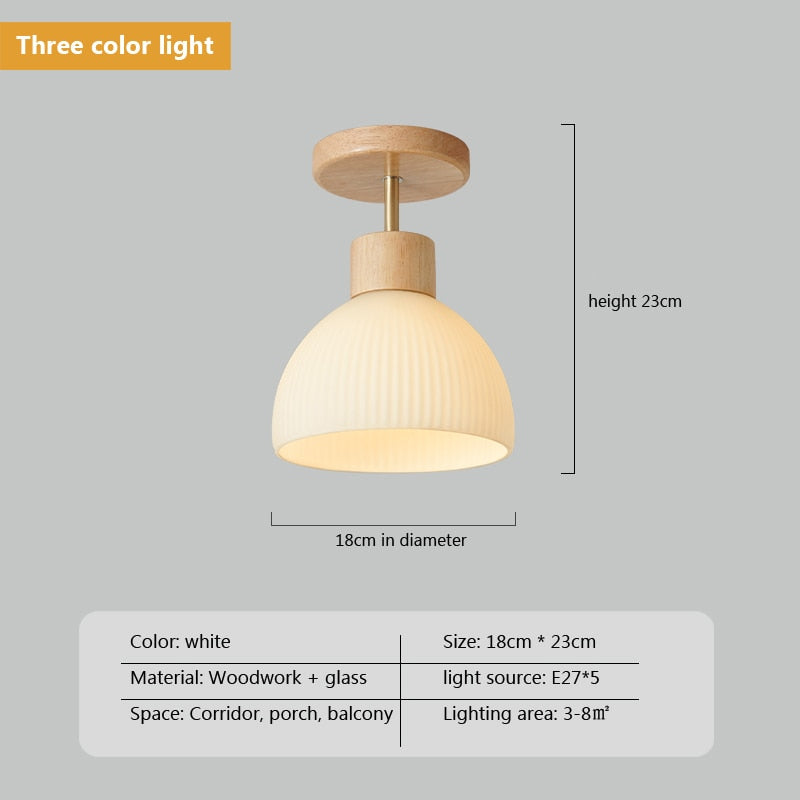 Darhyn Wood + Ribbed Glass Dome Flush Mount