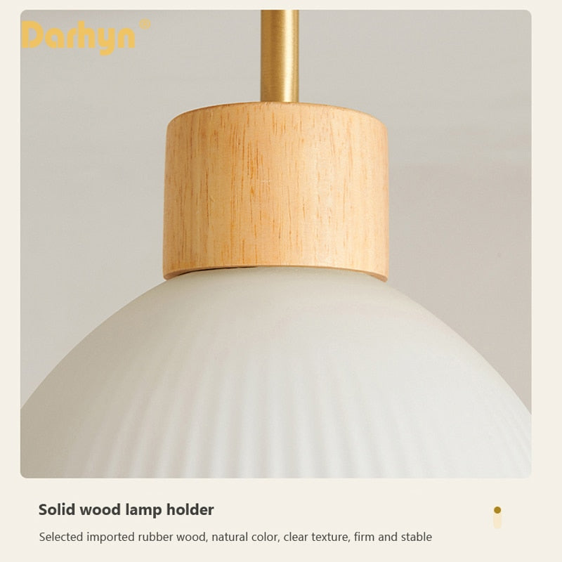 Darhyn Wood + Ribbed Glass Dome Flush Mount