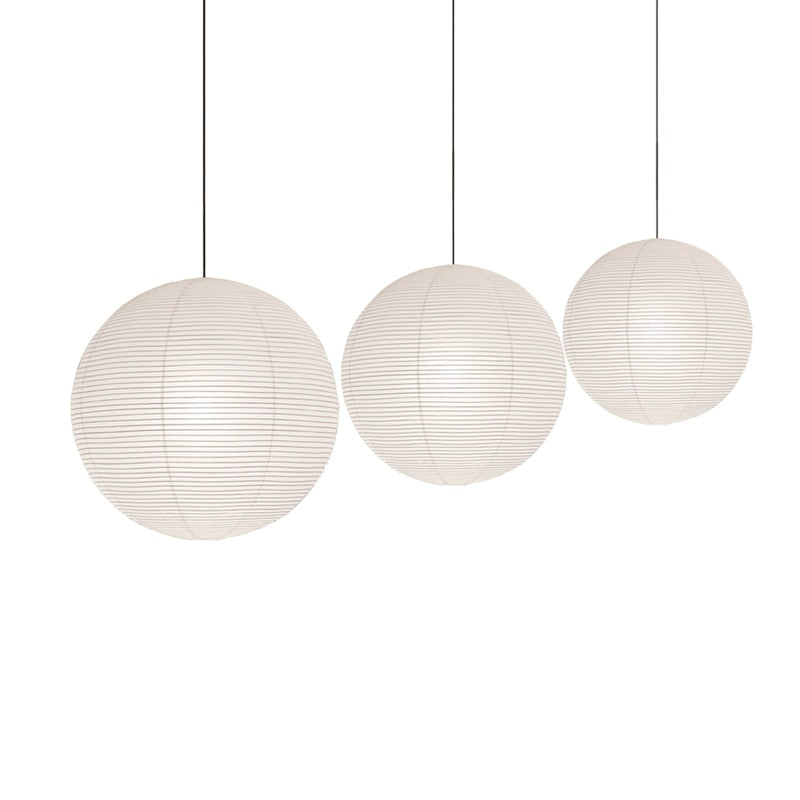 Japandi Wabi Sabi Round Rice Paper Led Pendant Lights