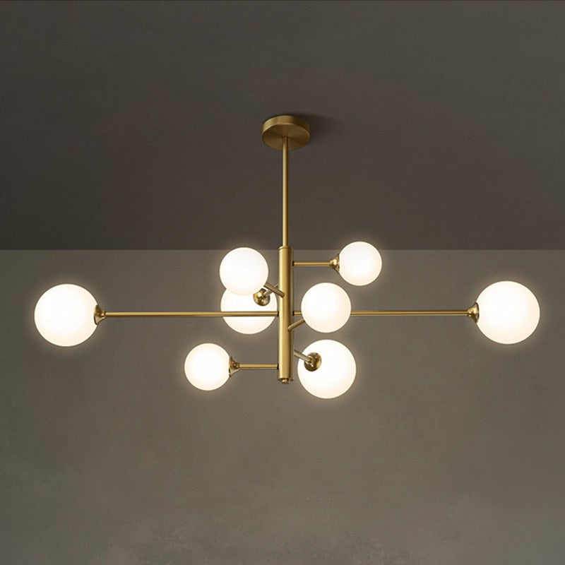 Sandy Modern Milk Glass Ball Branch Chandelier