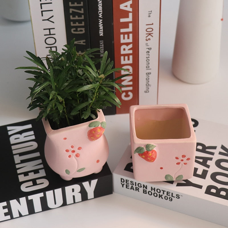 Handmade Mini Ceramic Strawberry Plant Pot