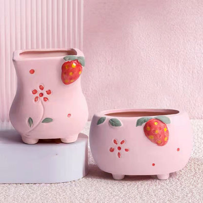 Handmade Mini Ceramic Strawberry Plant Pot