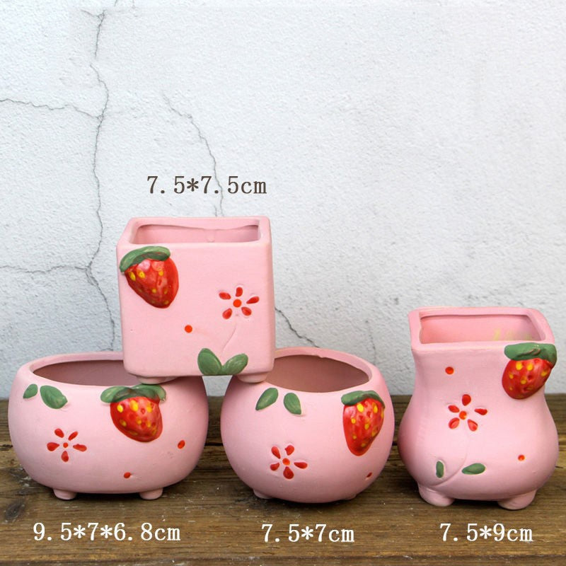 Handmade Mini Ceramic Strawberry Plant Pot