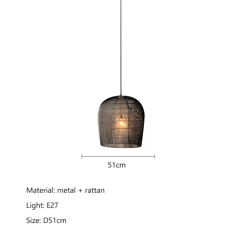 Japandi Wabi Sabi Wind Handmade Rattan Pendant Light