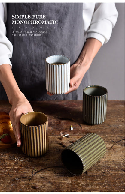 Monochromatic Vertical Striped Ceramic Cup