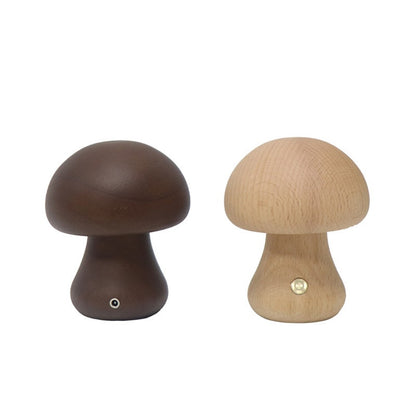 Mini LED Wooden Mushroom Bedside Table Lamp