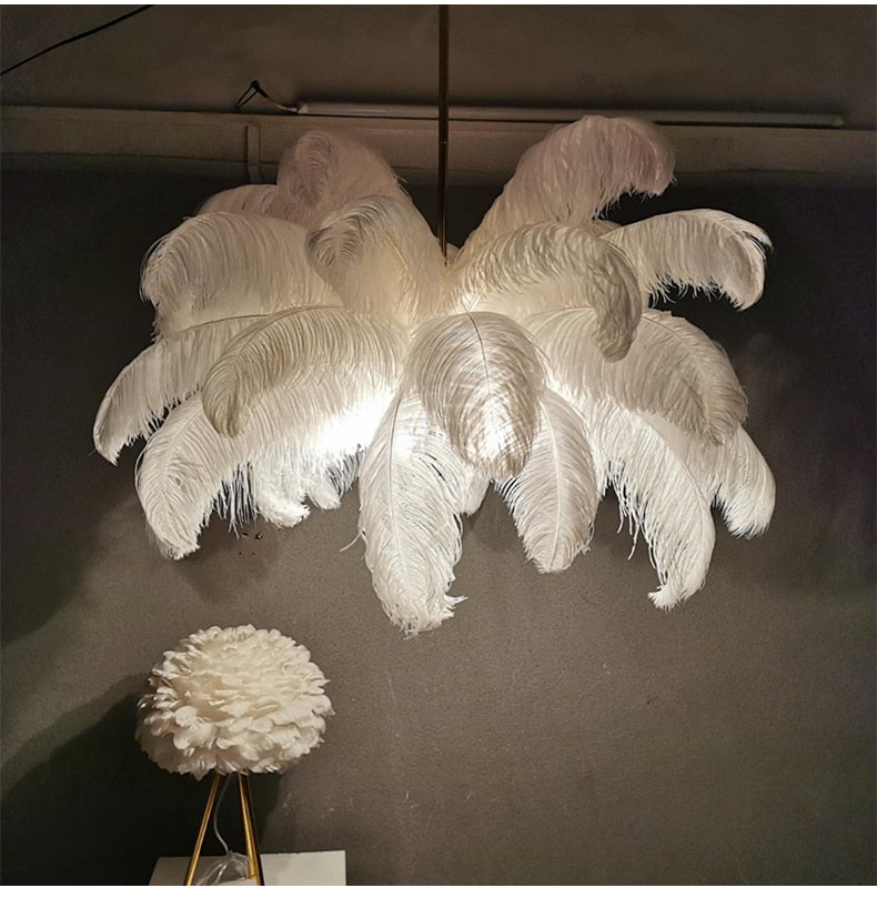 Modern Luxury Ostrich Feather Chandelier