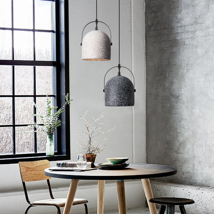 Modern Minimalist Grainy Cement Hanging Dome Pendant Light