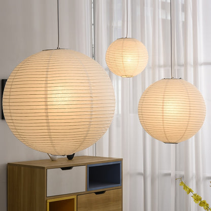 Japandi Wabi Sabi Round Rice Paper Led Pendant Lights