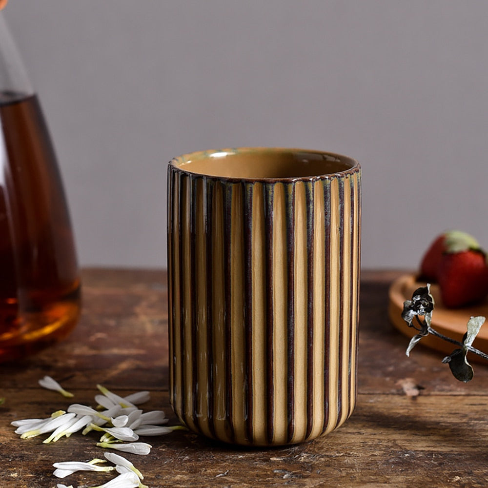 Monochromatic Vertical Striped Ceramic Cup