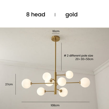 Sandy Modern Milk Glass Ball Branch Chandelier