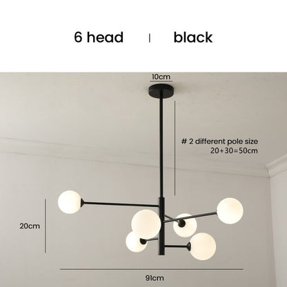 Sandy Modern Milk Glass Ball Branch Chandelier