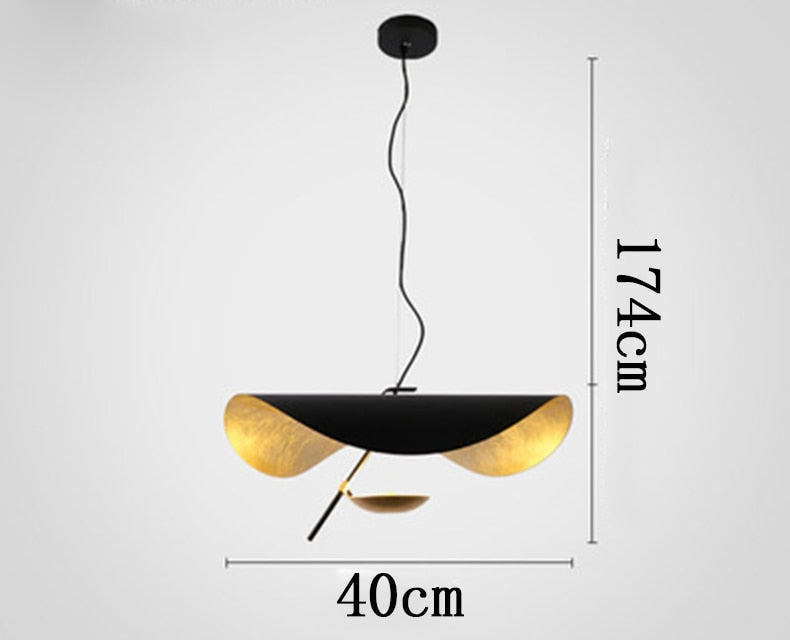 Modern Luxury Black & Gold Leaf Shape Pendant Light