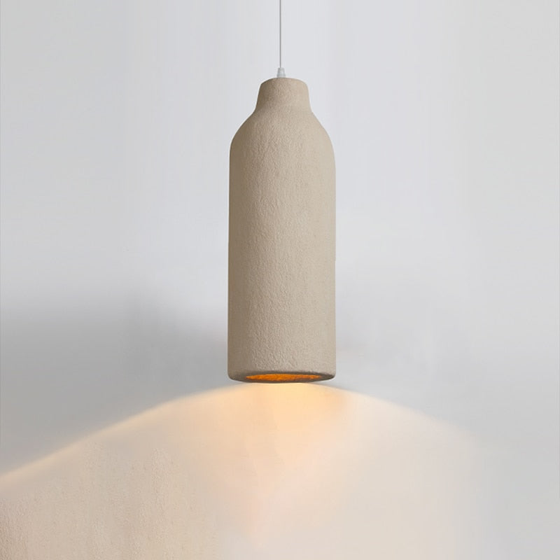 Japandi Wabi Sabi Cream Cylinder Style Pendant Light