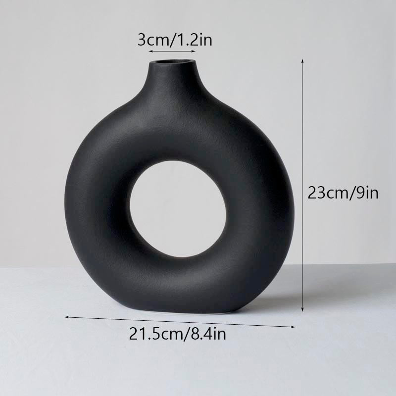 Vilead Circular Hollow Ceramic Vase Donuts Nordic Pampas Grass Home Decoration Accessories Office Living Room Interior Decor