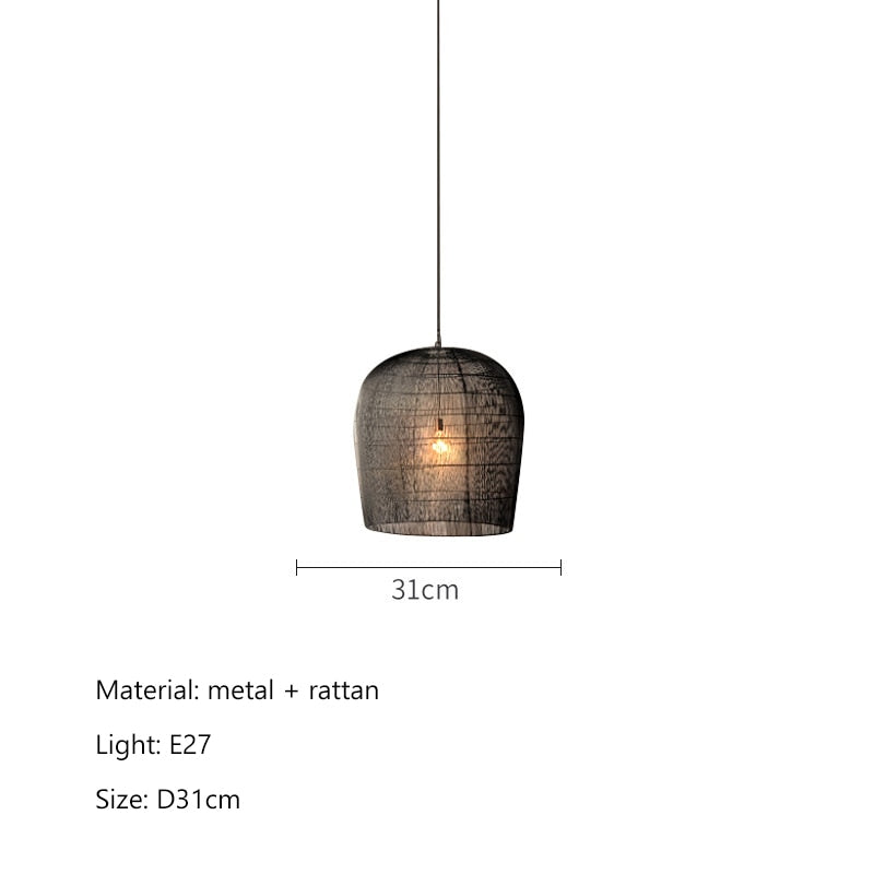 Japandi Wabi Sabi Wind Handmade Rattan Pendant Light