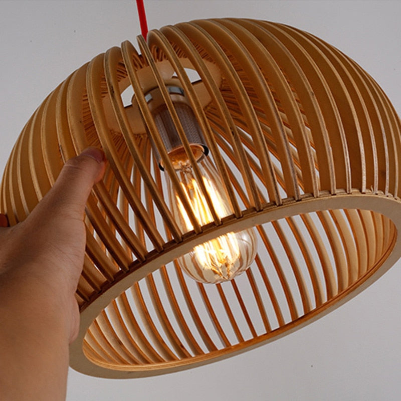 Yunke Hand-made Wooden Cage Pendant Light