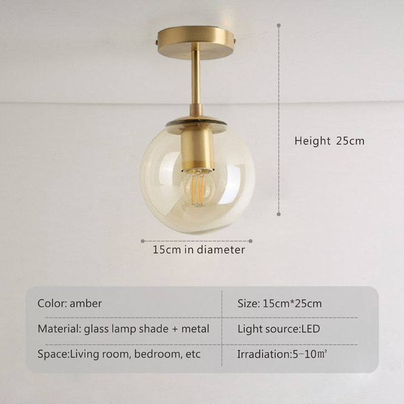 Wady Minimalist Round Glass Globe Semi Flush Mount