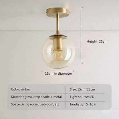 Wady Minimalist Round Glass Globe Semi Flush Mount