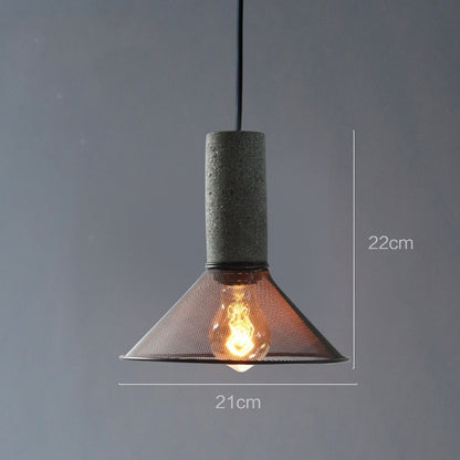 Industrial Style Cement + Mesh Metal Pendant Light