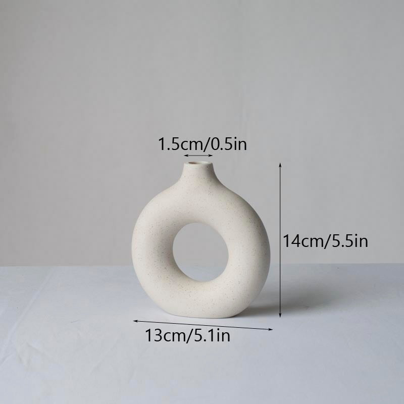 Vilead Circular Hollow Ceramic Vase Donuts Nordic Pampas Grass Home Decoration Accessories Office Living Room Interior Decor