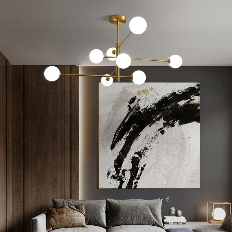 Sandy Modern Milk Glass Ball Branch Chandelier