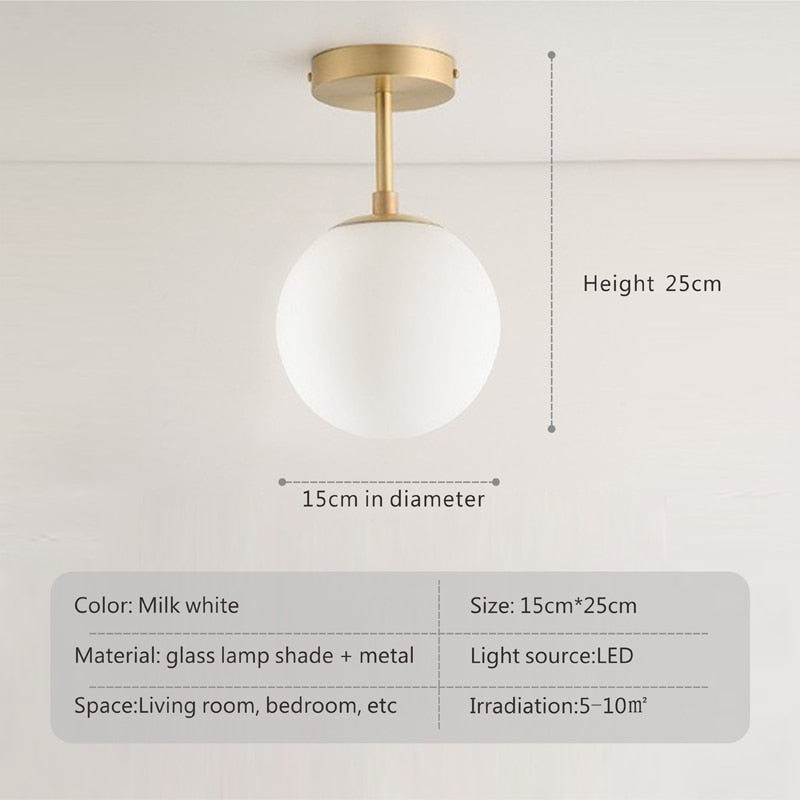 Wady Minimalist Round Glass Globe Semi Flush Mount