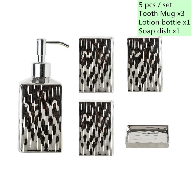 Ceramic Bathroom Accessories Soap Dispenser Set