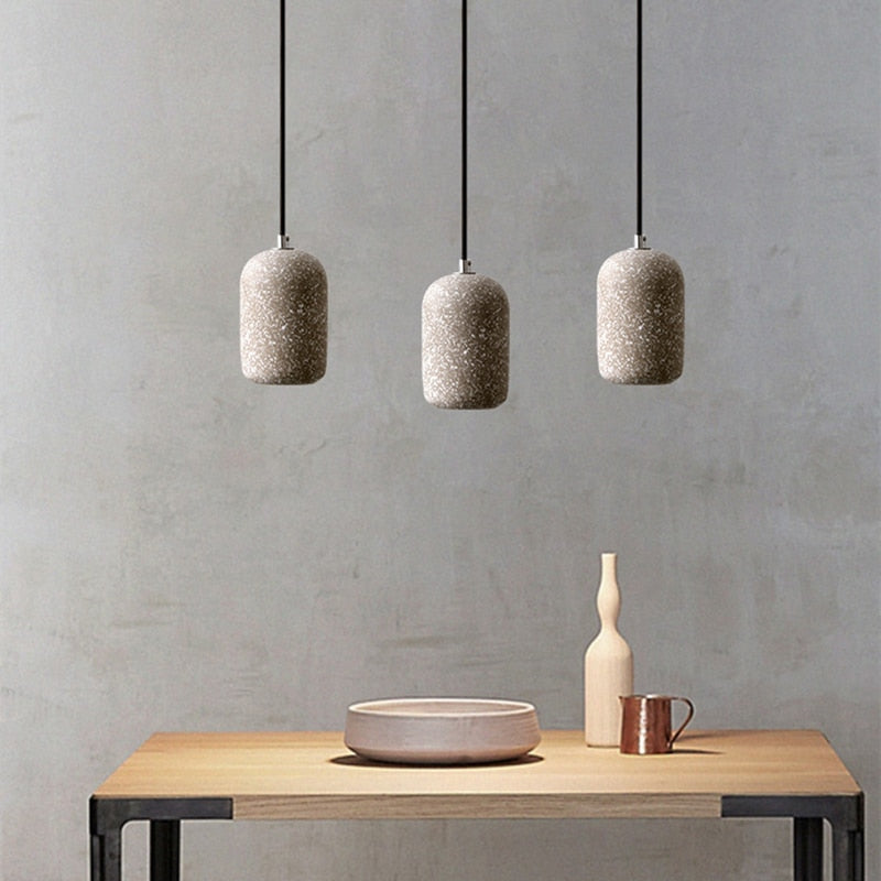 Nordic Touch Switch LED Cement Cylinder Pendant Light