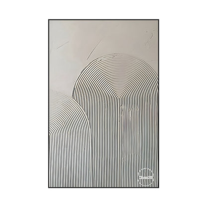 Fuji Collection A03 Hand-painted Abstract White Line Wall art (Unframed)