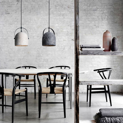 Modern Minimalist Grainy Cement Hanging Dome Pendant Light