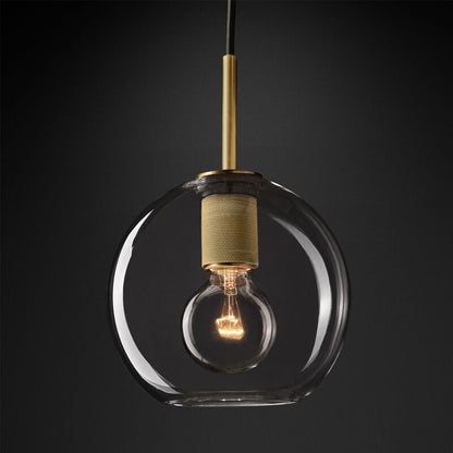 Minimalist Brass Scone + Clear Glass Pendant Light