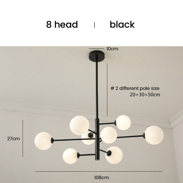 Sandy Modern Milk Glass Ball Branch Chandelier