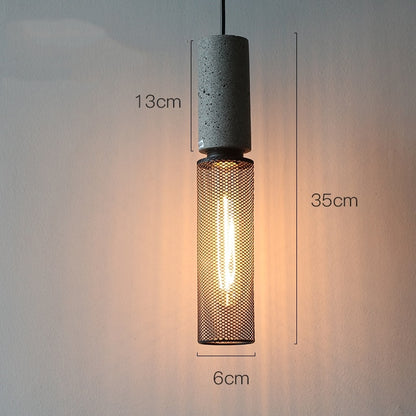 Industrial Style Cement + Mesh Metal Pendant Light