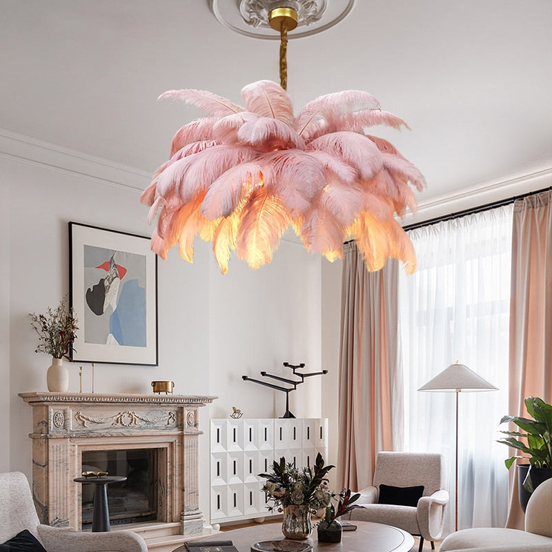 Modern Luxury Ostrich Feather Chandelier