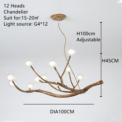 Nordic Resin Iron Tree Branch Chandelier