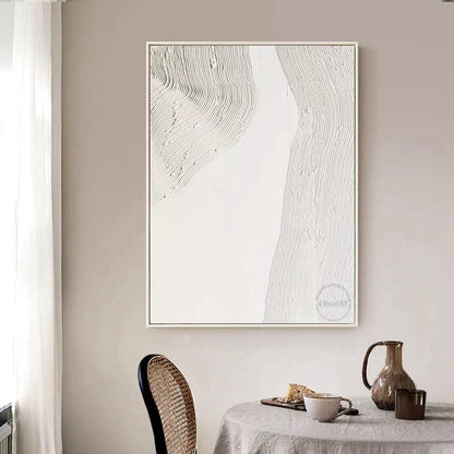 Fuji Collection A02 Hand-painted Abstract White Line Wall art (Unframed)