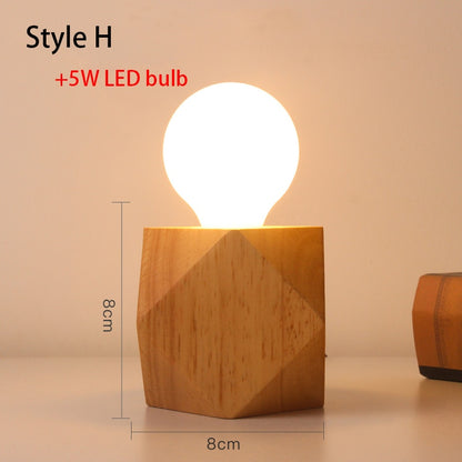 Mini Retro Solid  NaturalWood Table Lamp