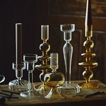 Vintage French Style Crystal Glass Candle Holders