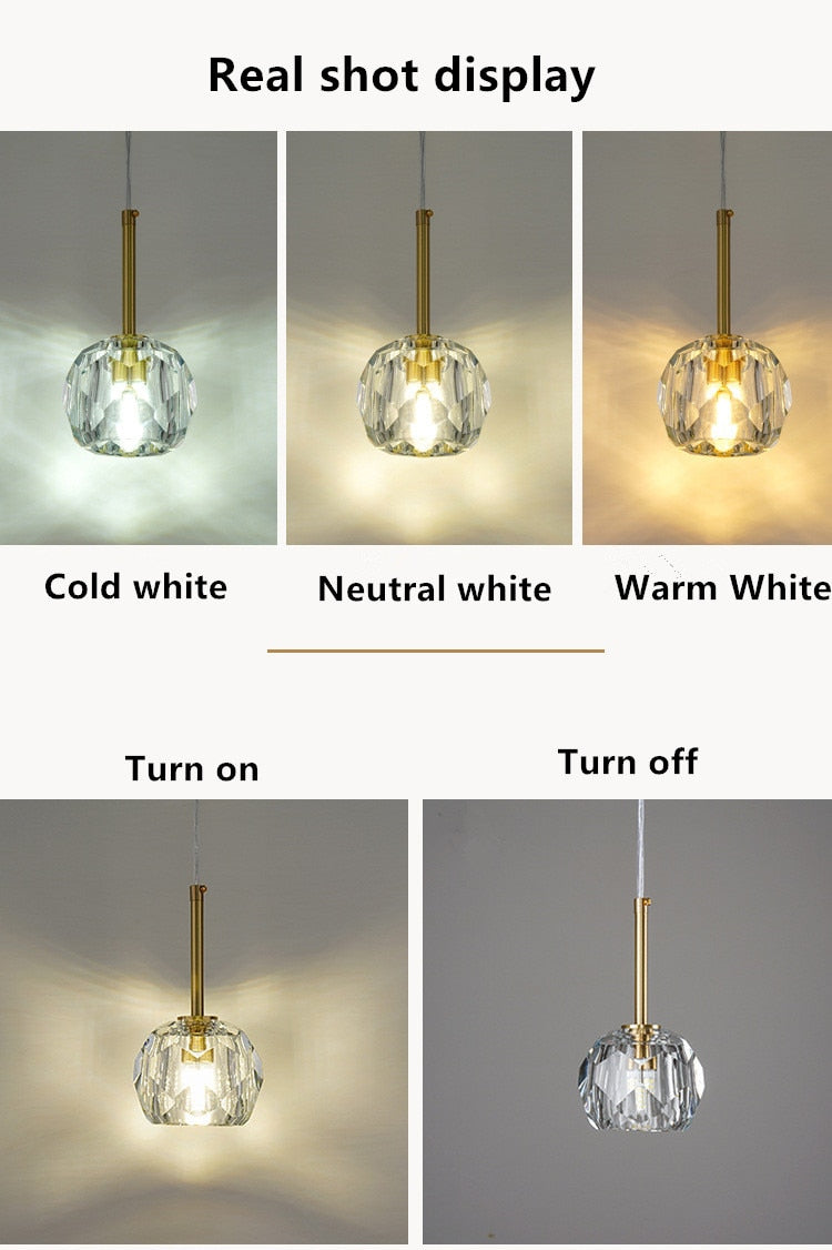 Modern LED Small Crystal Pendant Light