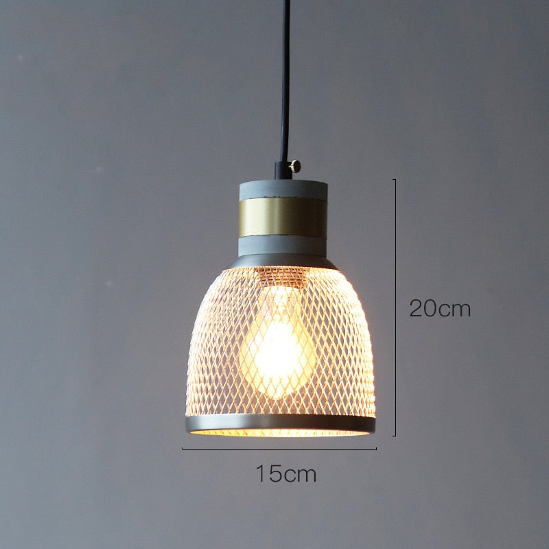 Industrial Style Cement + Mesh Metal Pendant Light