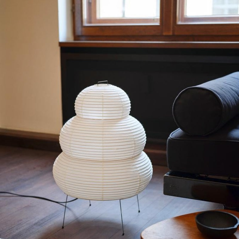 Japanese Wabi-sabi Paper Lantern Tripod Floor Lamp