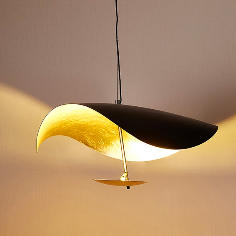 Modern Luxury Black & Gold Leaf Shape Pendant Light