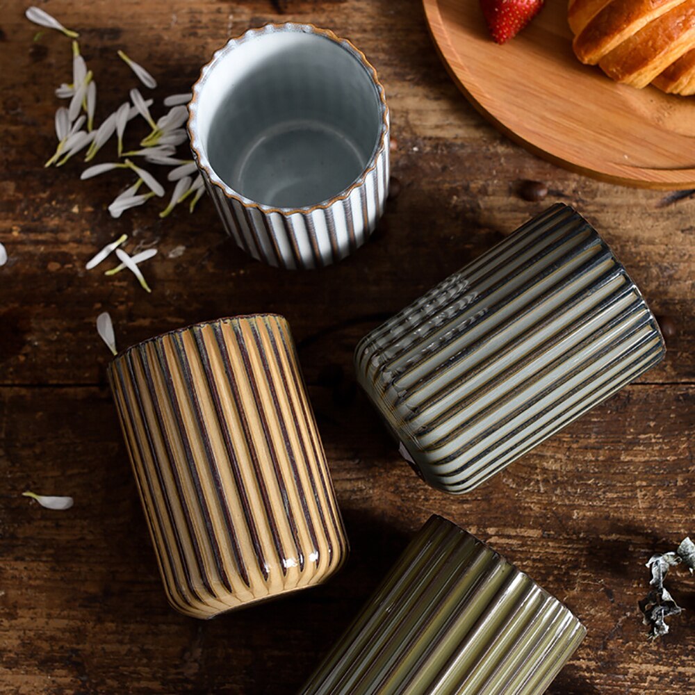 Monochromatic Vertical Striped Ceramic Cup