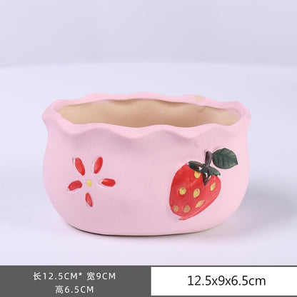 Handmade Mini Ceramic Strawberry Plant Pot