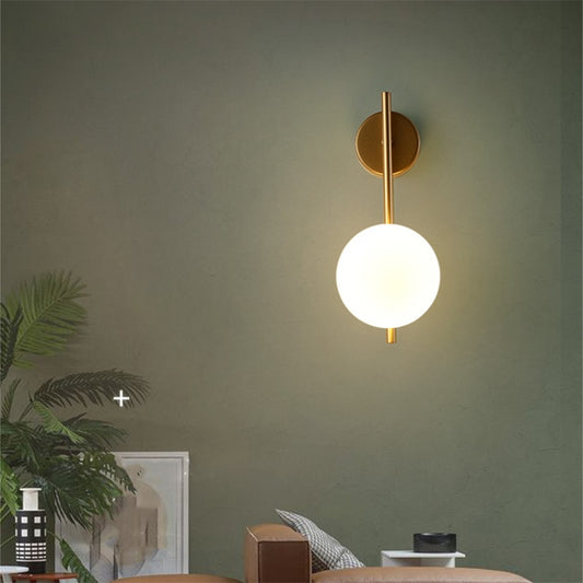 North Wall Lamp Gold Frosted Glass Globe Sconce