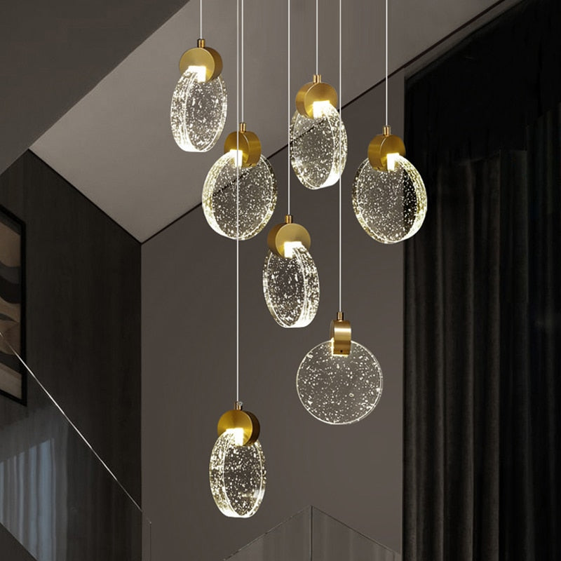 Yuan Rain Drop Brass + Solid Crystal Chandelier