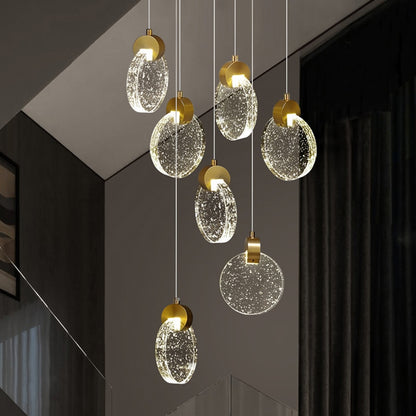 Yuan Rain Drop Brass + Solid Crystal Chandelier