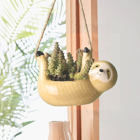 Creative Ceramic Hanging Sloth Flower Planter